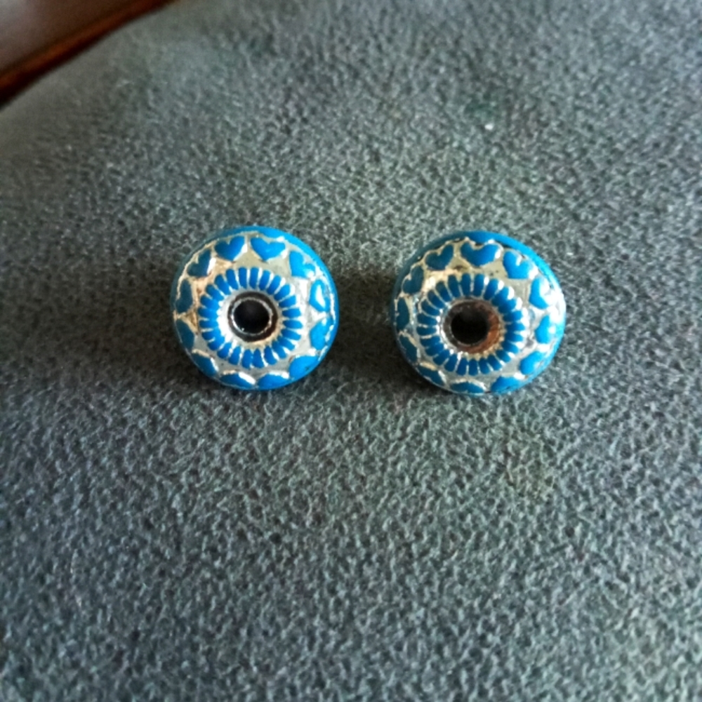 CLIP ON EARRINGS aqua blue and silver accents hand crafted for non pierced ears